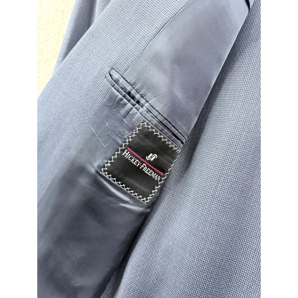 Hickey Freeman Suit Mens 42 L Gray Fair Vintage Pleated Cuffed Micro Pattern